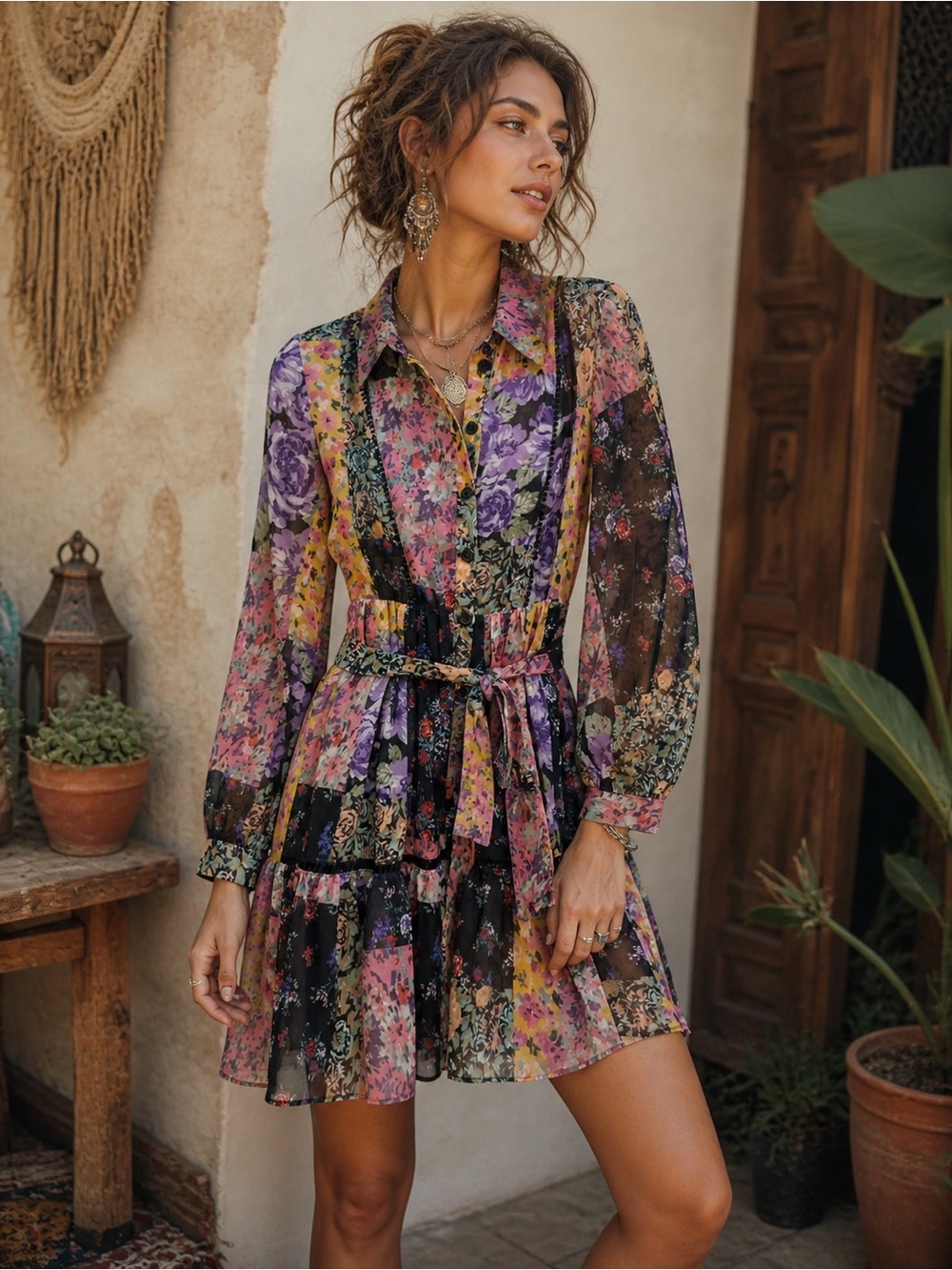 Zara Floral Chiffon Mini Dress